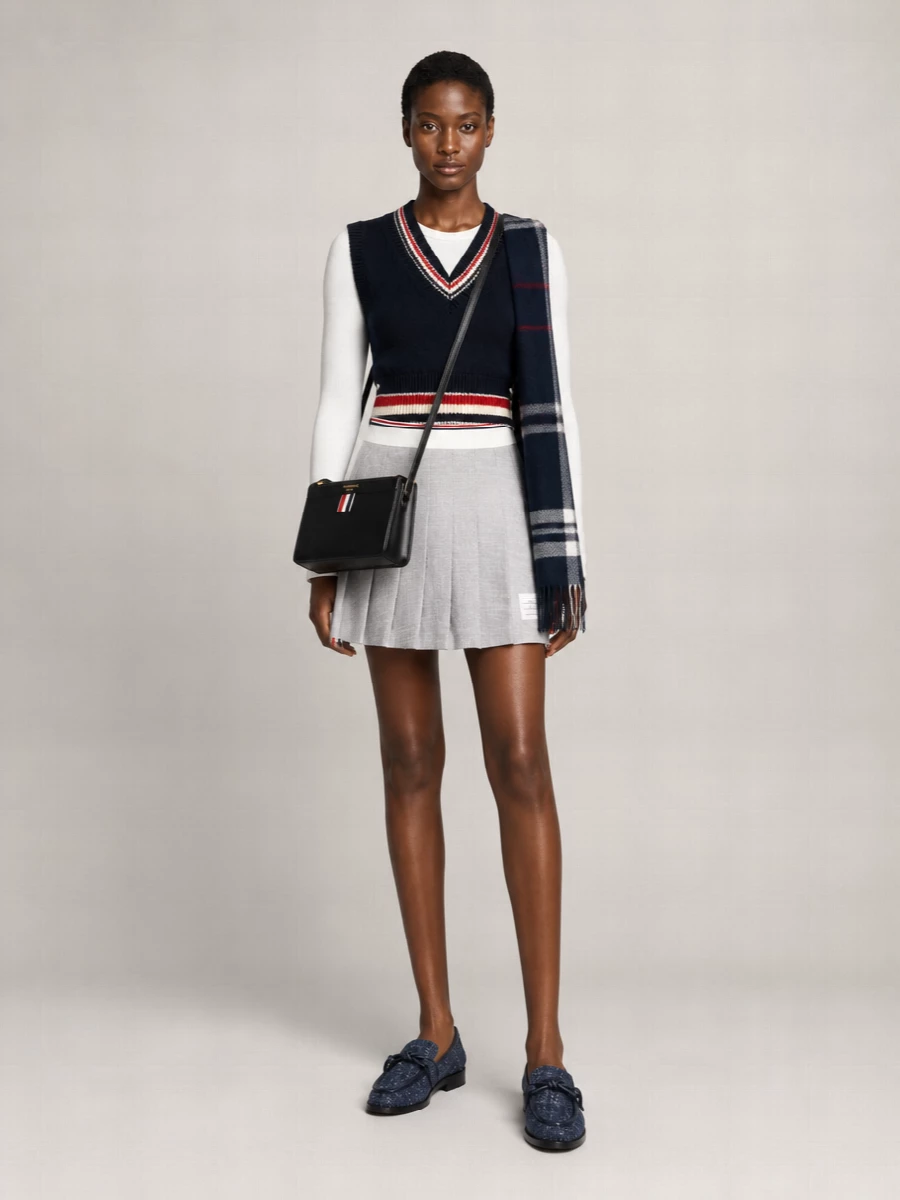 Thom Browne Wool Blend Striped V-Neck Sleeveless Knitted Vest