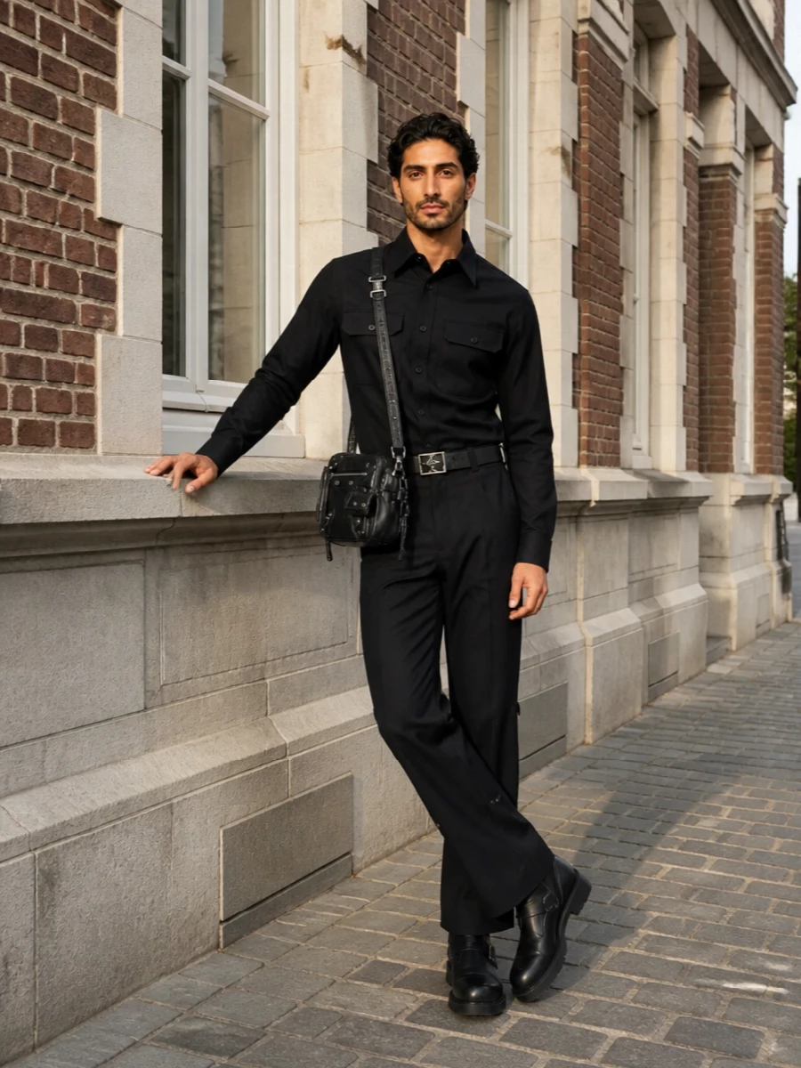 Kiko kostadinov trousers black uniform shirt outfit