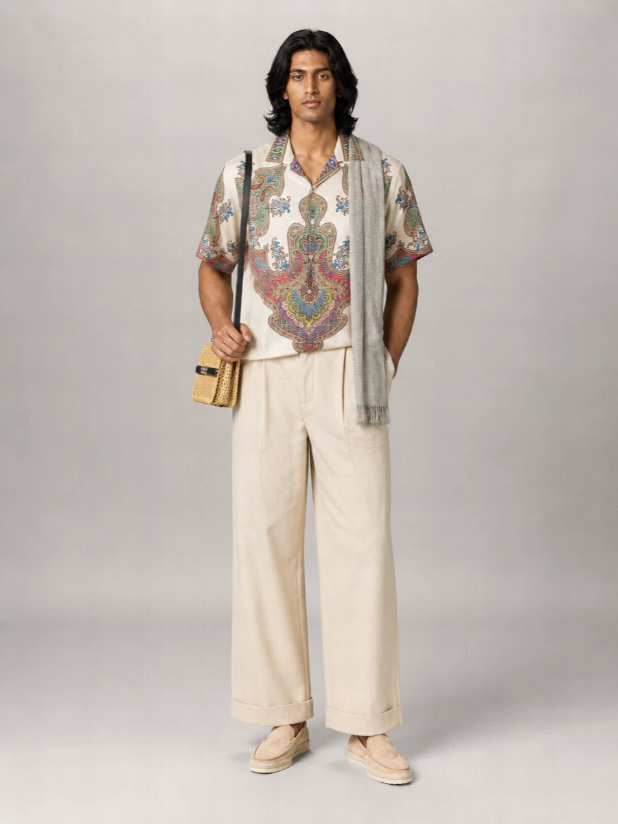 Etro Silk Printed Short-Sleeve Bowling Shirt