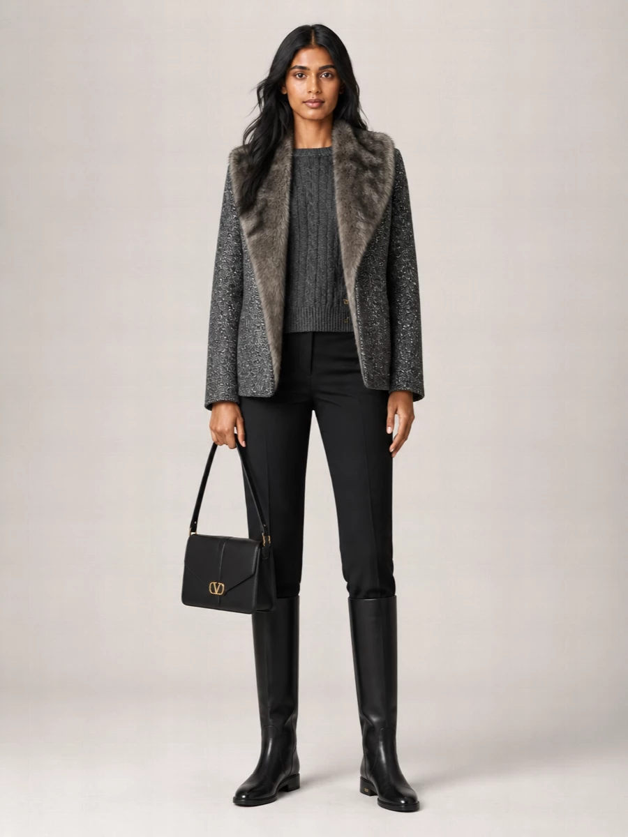 Valentino Garavani wool bouclé chevron caban jacket
