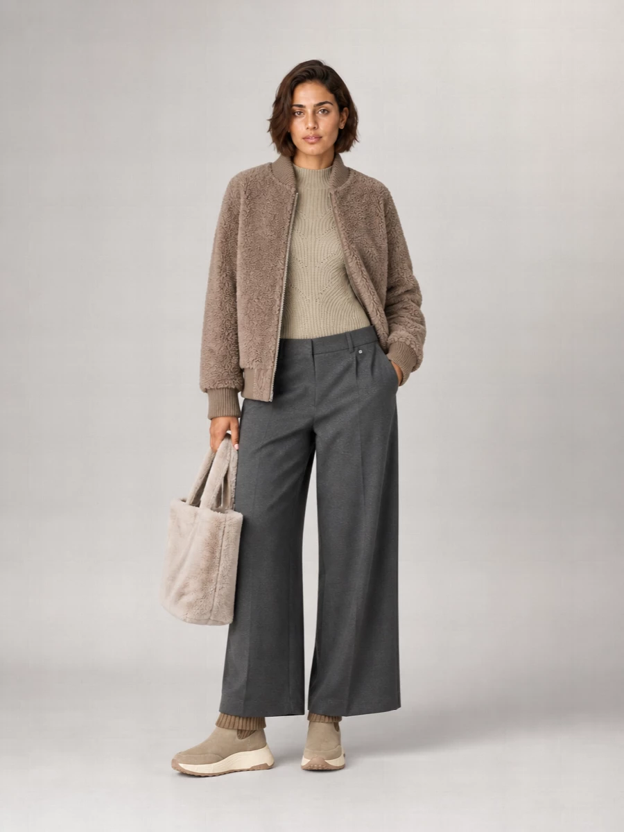 Herno Merino Wool Ribbed High-Collar Cardigan