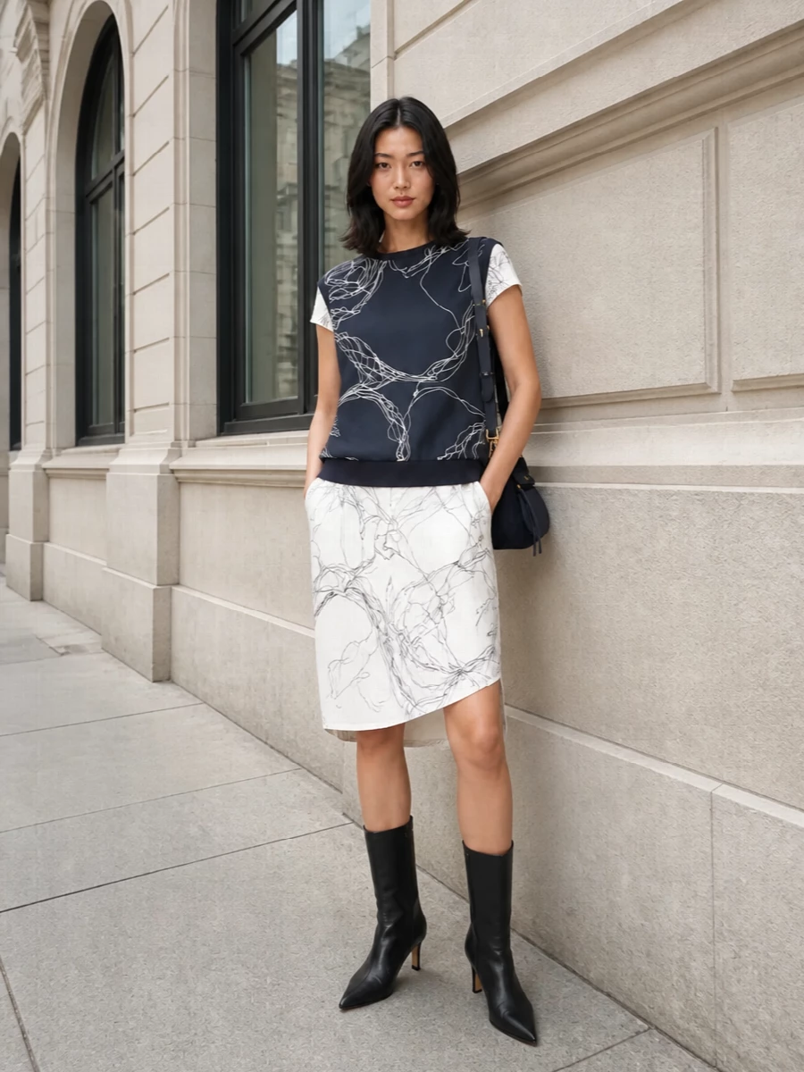 Fabiana filippi navy floral dress knee boots