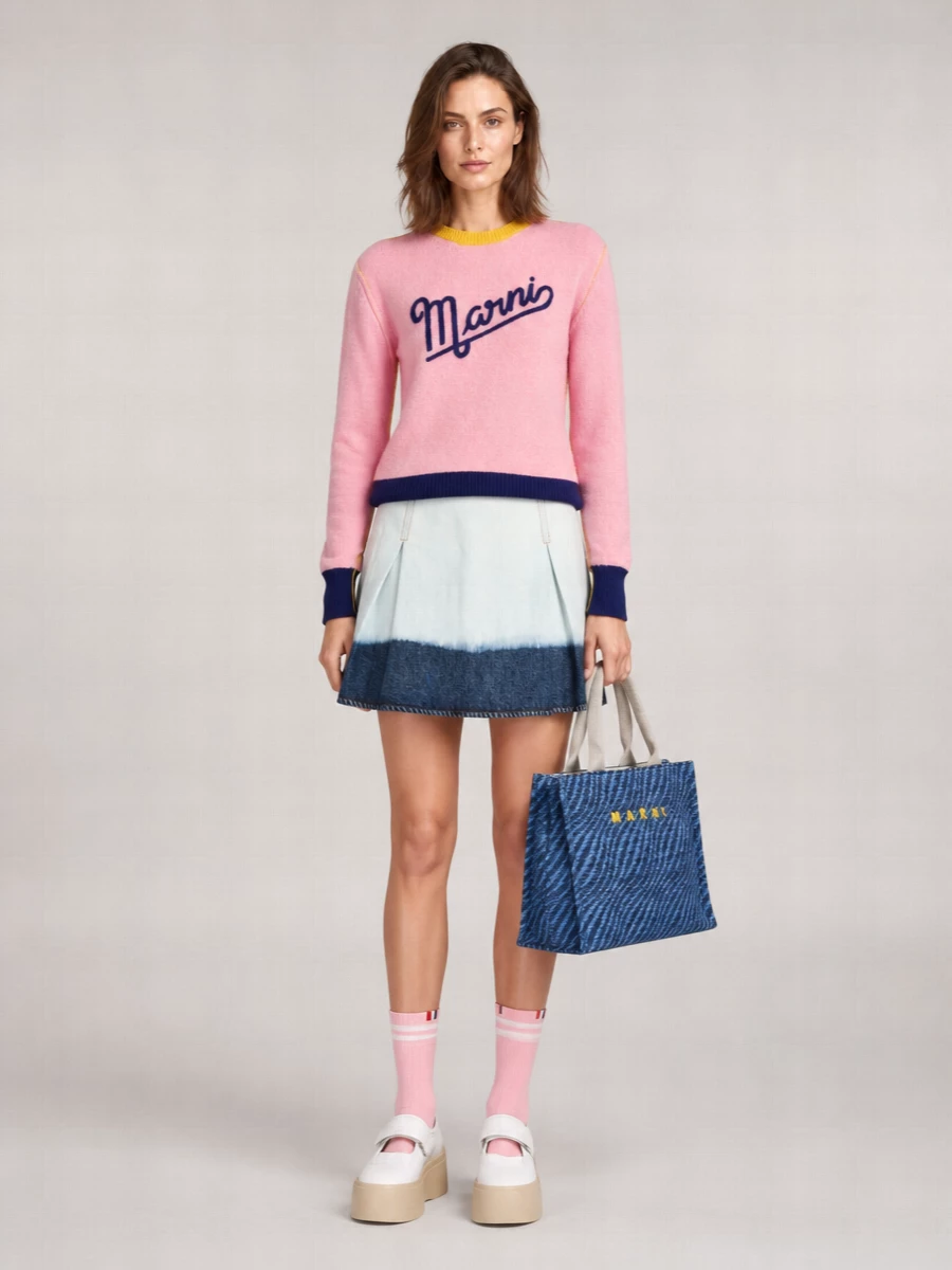 Marni Virgin Wool Logo-Embroidered Crew-Neck Jumper