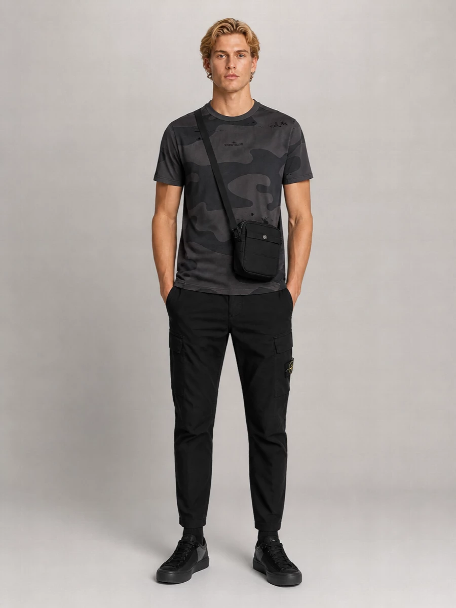 Stone Island Camouflage Print Cotton Short-Sleeve T-Shirt