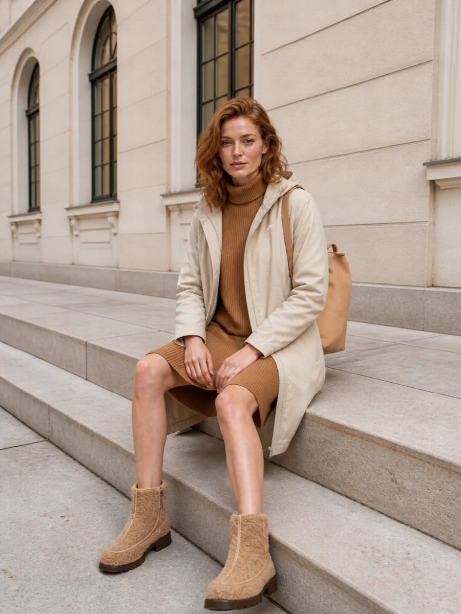 S max mara sweater dress k way parka outfit