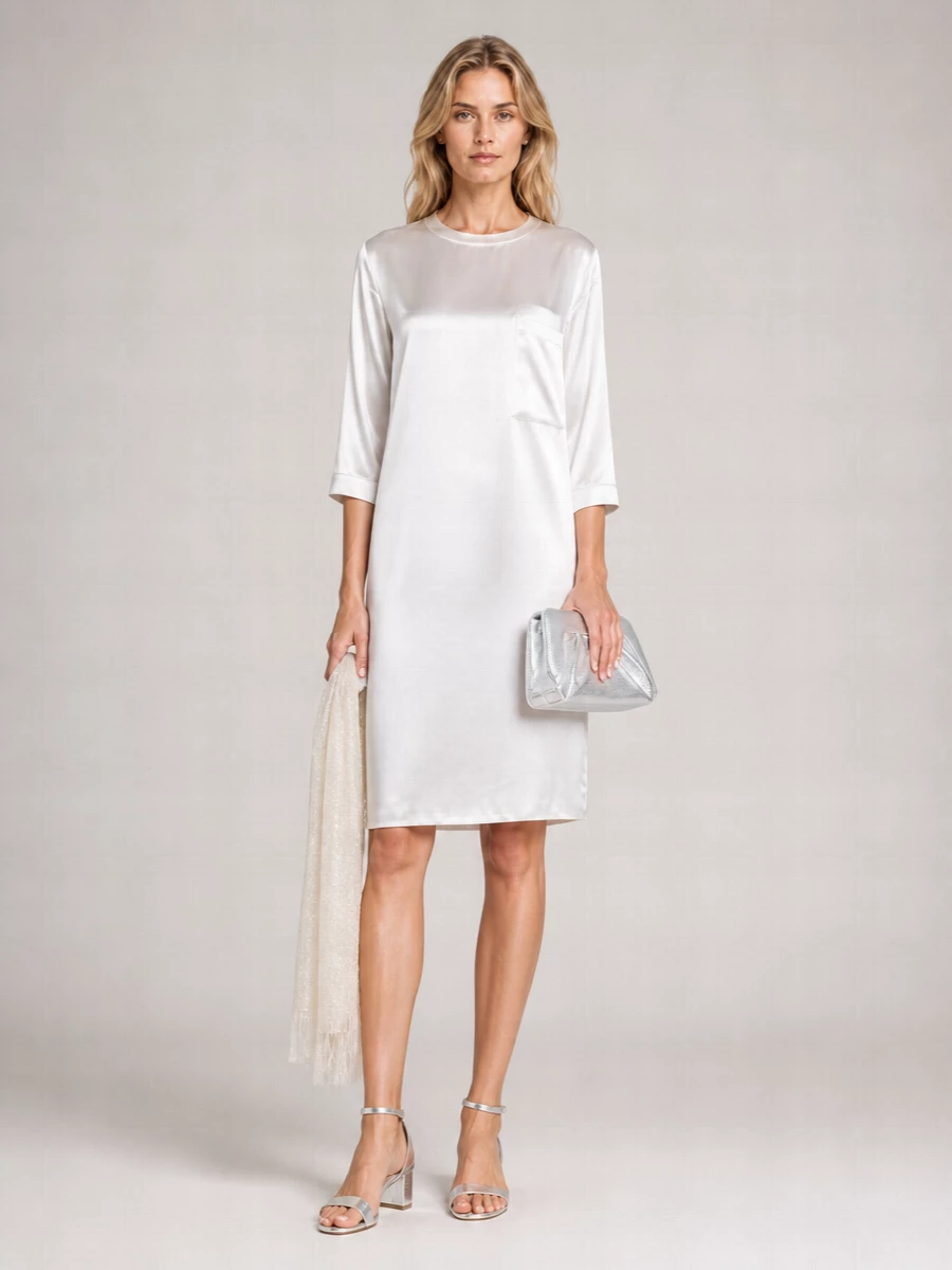 Darkpark Asymmetric Satin Shirt Dress