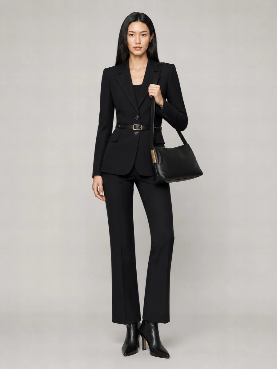 Elisabetta Franchi Virgin Wool High-Rise Flared Suit Trousers