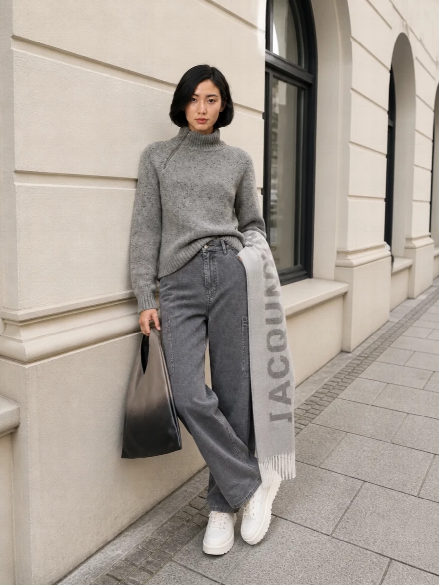 Gimaguas jumper haikure grey cargo jeans outfit