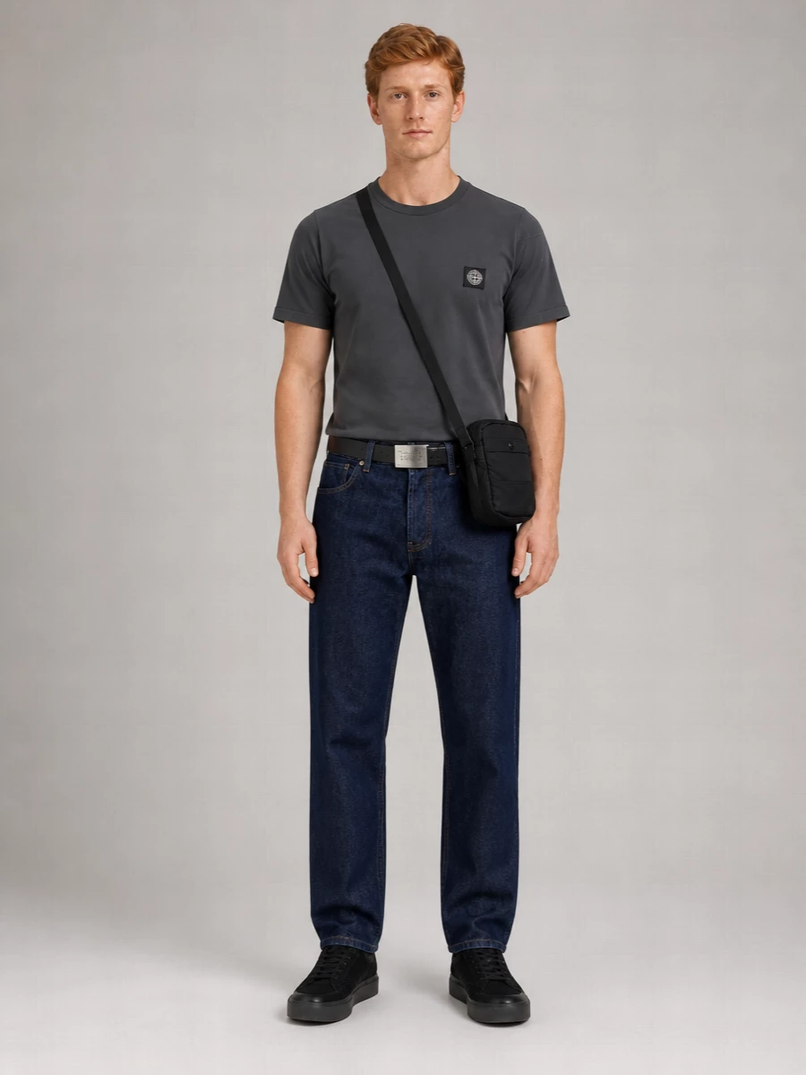 Stone Island indigo mid-rise wide-leg jeans