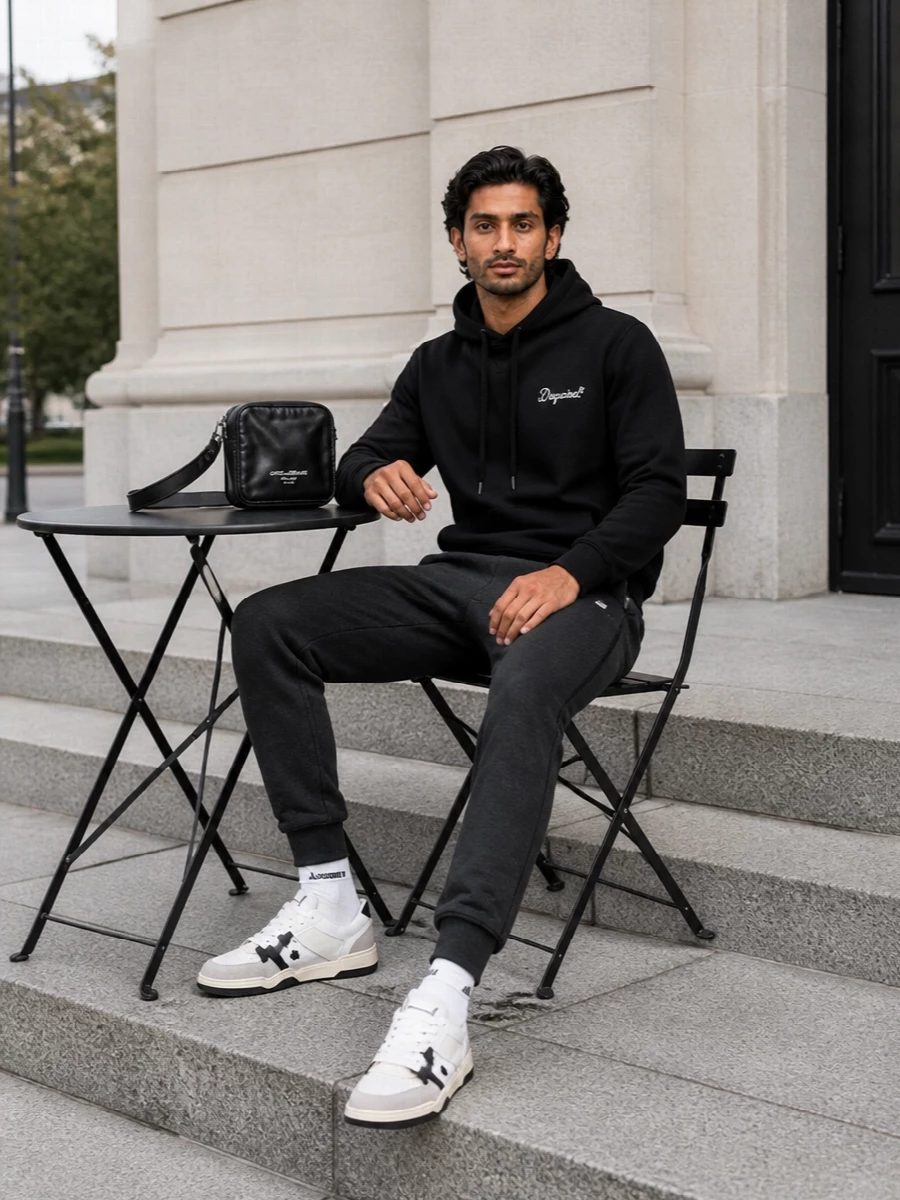 Dsquared2 joggers black hoodie white sneakers