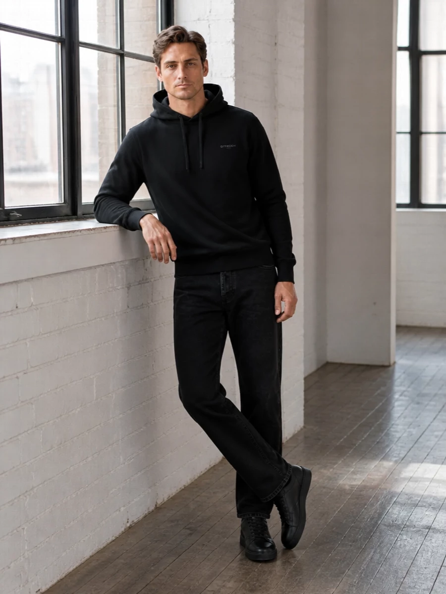 Givenchy black hoodie washed black jeans outfit