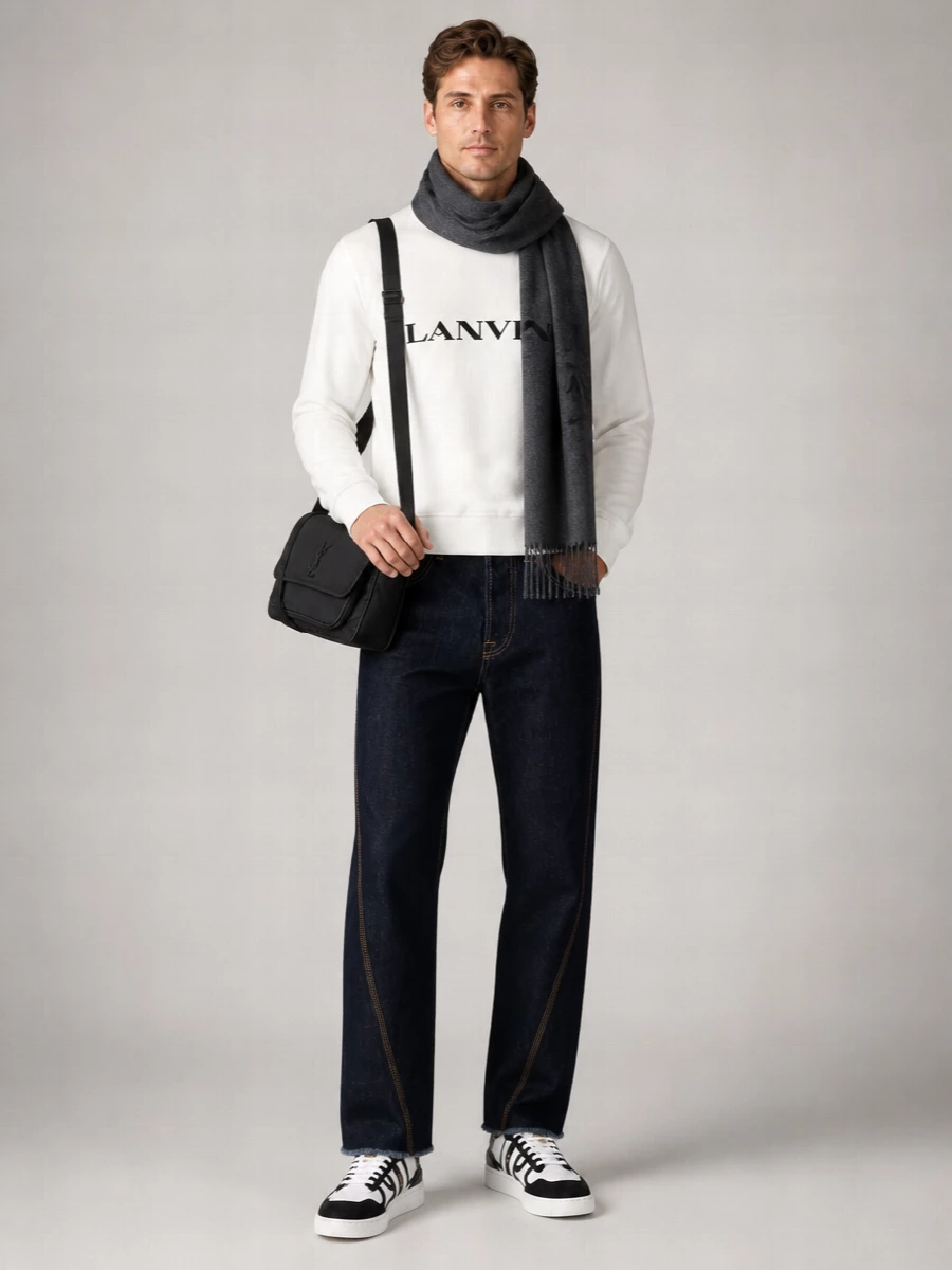 Lanvin Cotton Logo-Embroidered Crewneck Sweatshirt