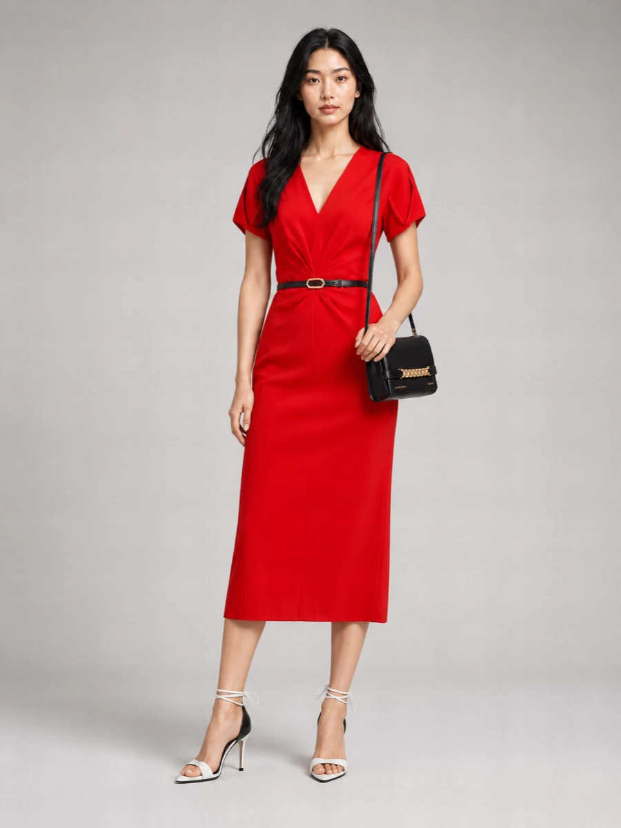 Victoria Beckham Gathered Midi Dress