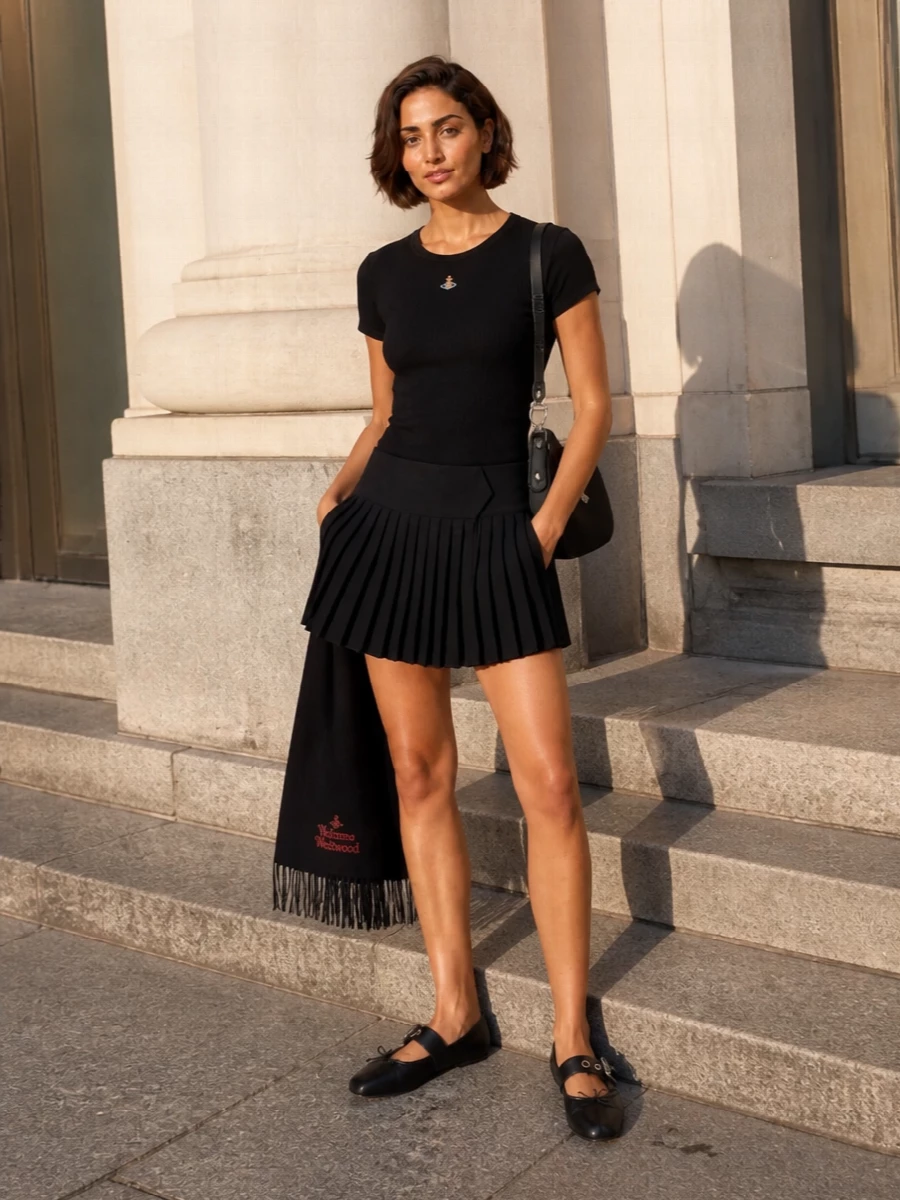 Vivienne westwood tee black mini skirt outfit