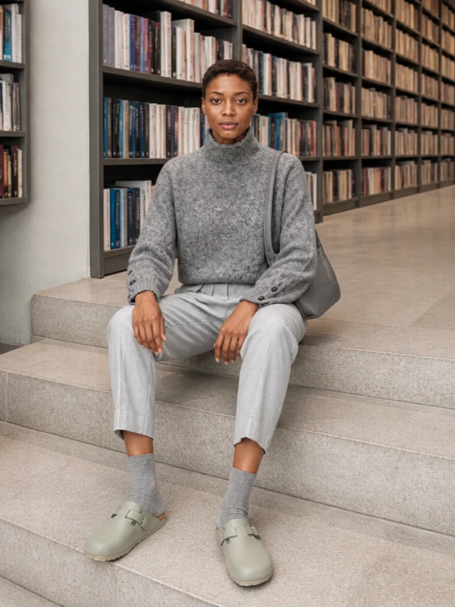 Alysi grey lounge pants cropped turtleneck outfit