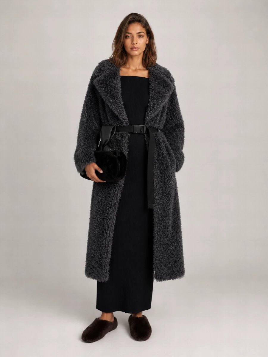 Ermanno Scervino Belted Faux Fur Coat
