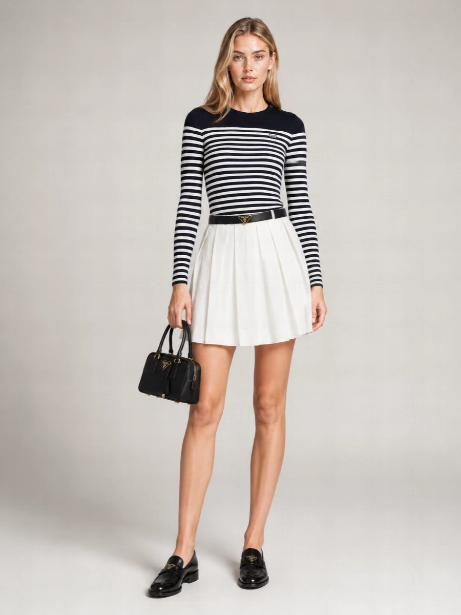 Prada Pleated Midi Skirt
