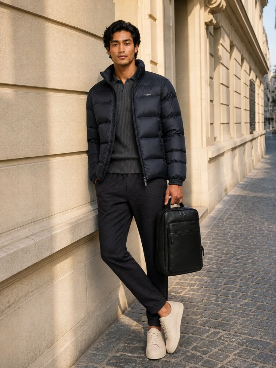 Emporio armani puffer joggers leather backpack