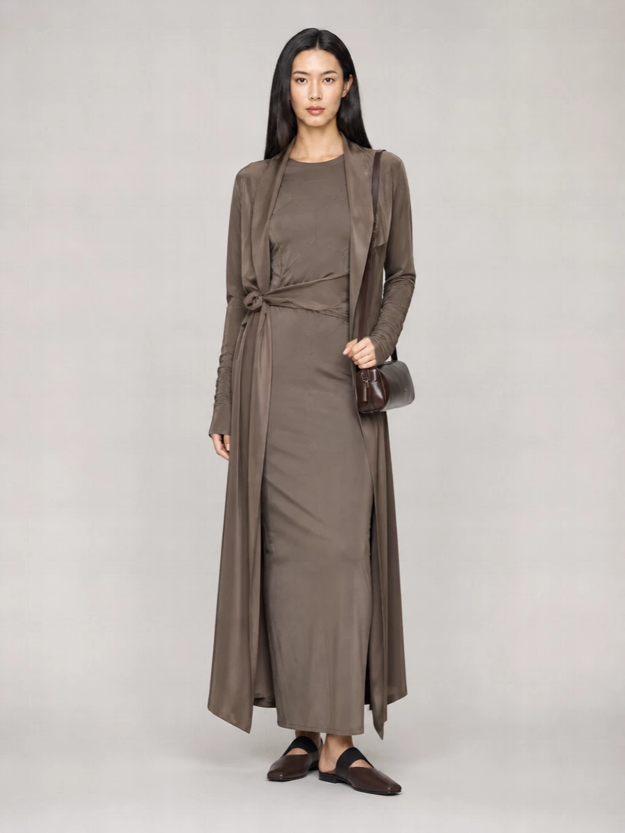 Rick Owens Asymmetric Draped Long Sleeve Wrap Dress
