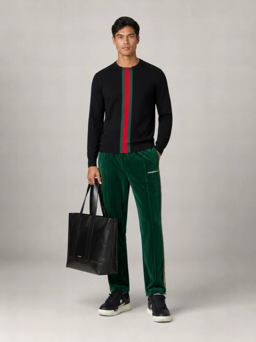 Gucci Cotton Knitted Striped Crewneck Long-Sleeve Sweater