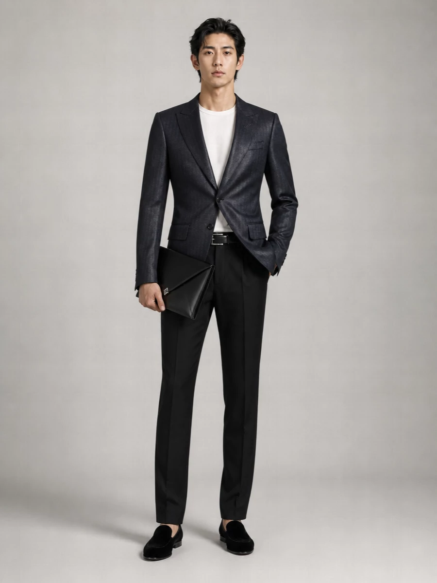 Tom Ford Herringbone Single-Breasted Suit Jacket