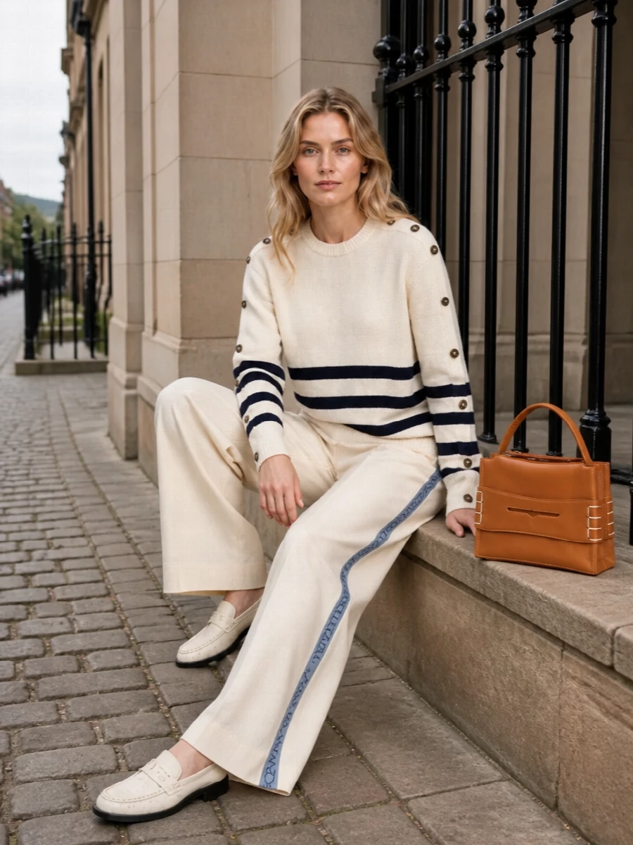 Jw anderson striped sweater wide leg trousers