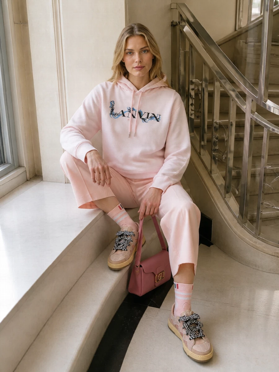 Lanvin blush hoodie pink trousers sneakers