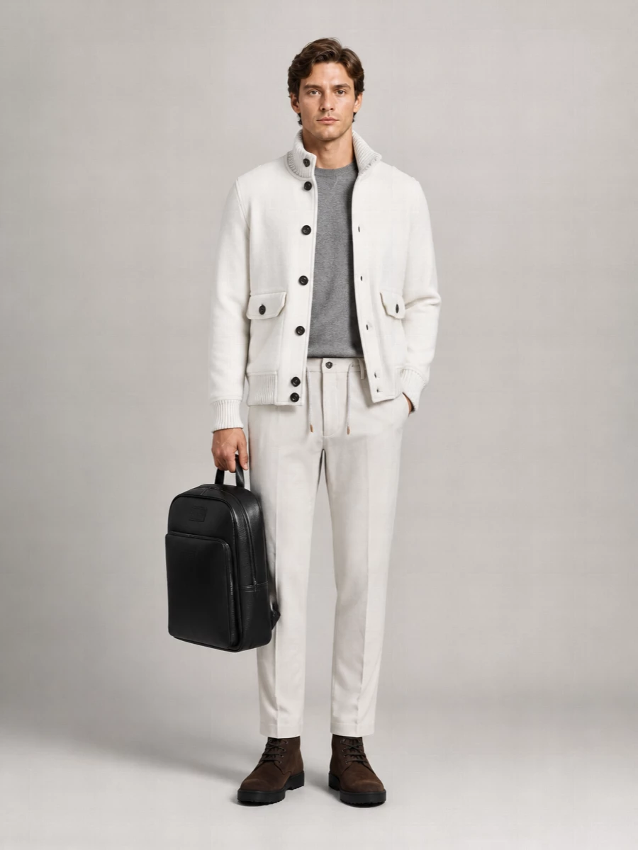 Eleventy Ribbed Collar Jacket Front Pockets