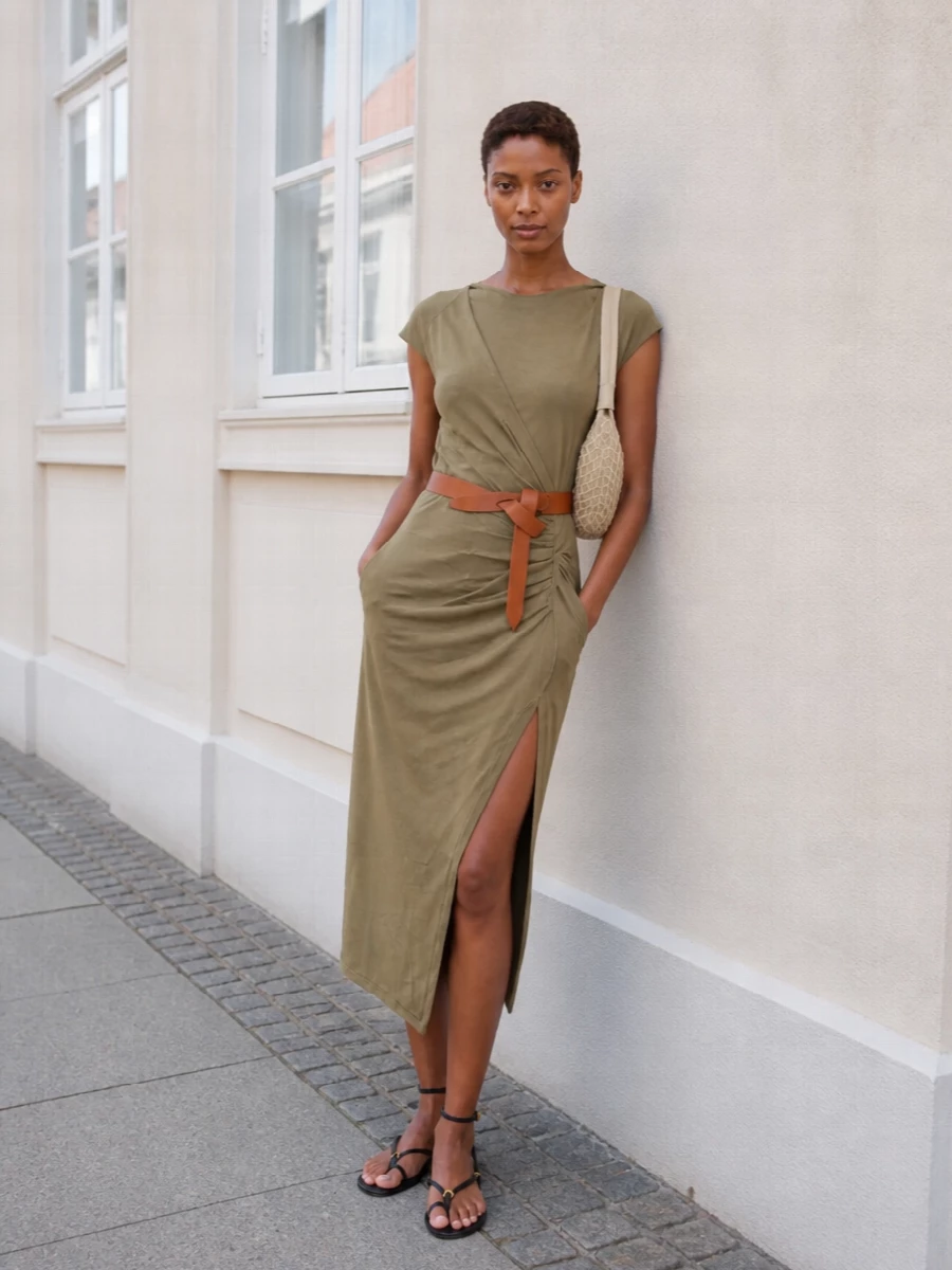 Isabel marant khaki midi dress minimal sandals