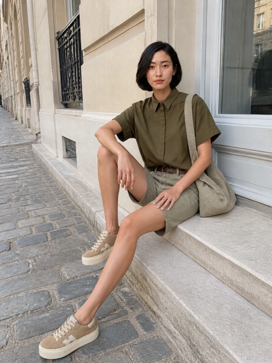 Haikure shorts fay shirt hogan sneakers outfit