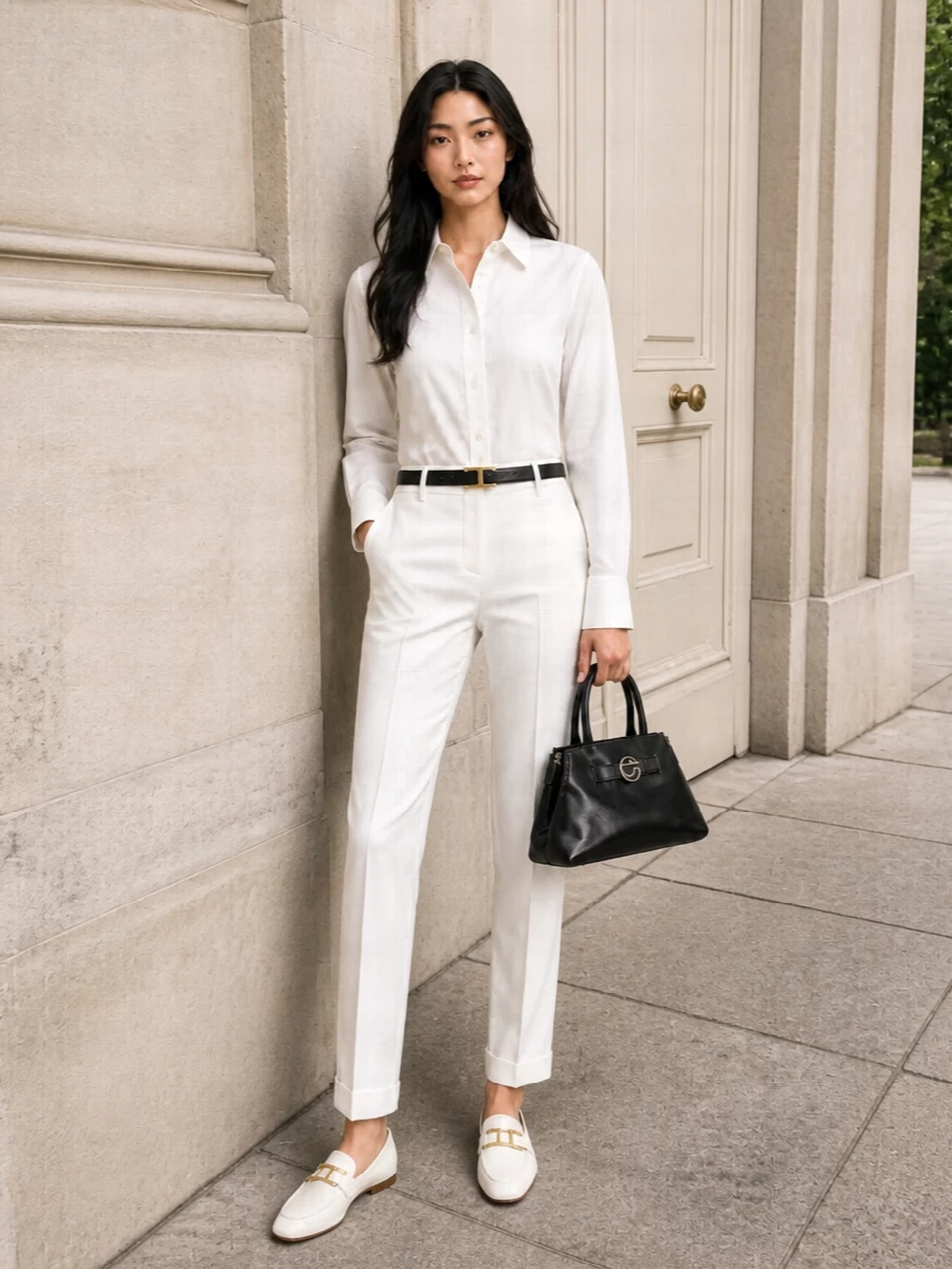 Parosh white trousers tods ivory loafers outfit