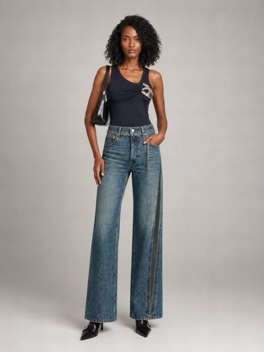 Coperni Denim Straight-Leg Asymmetric-Split Jeans