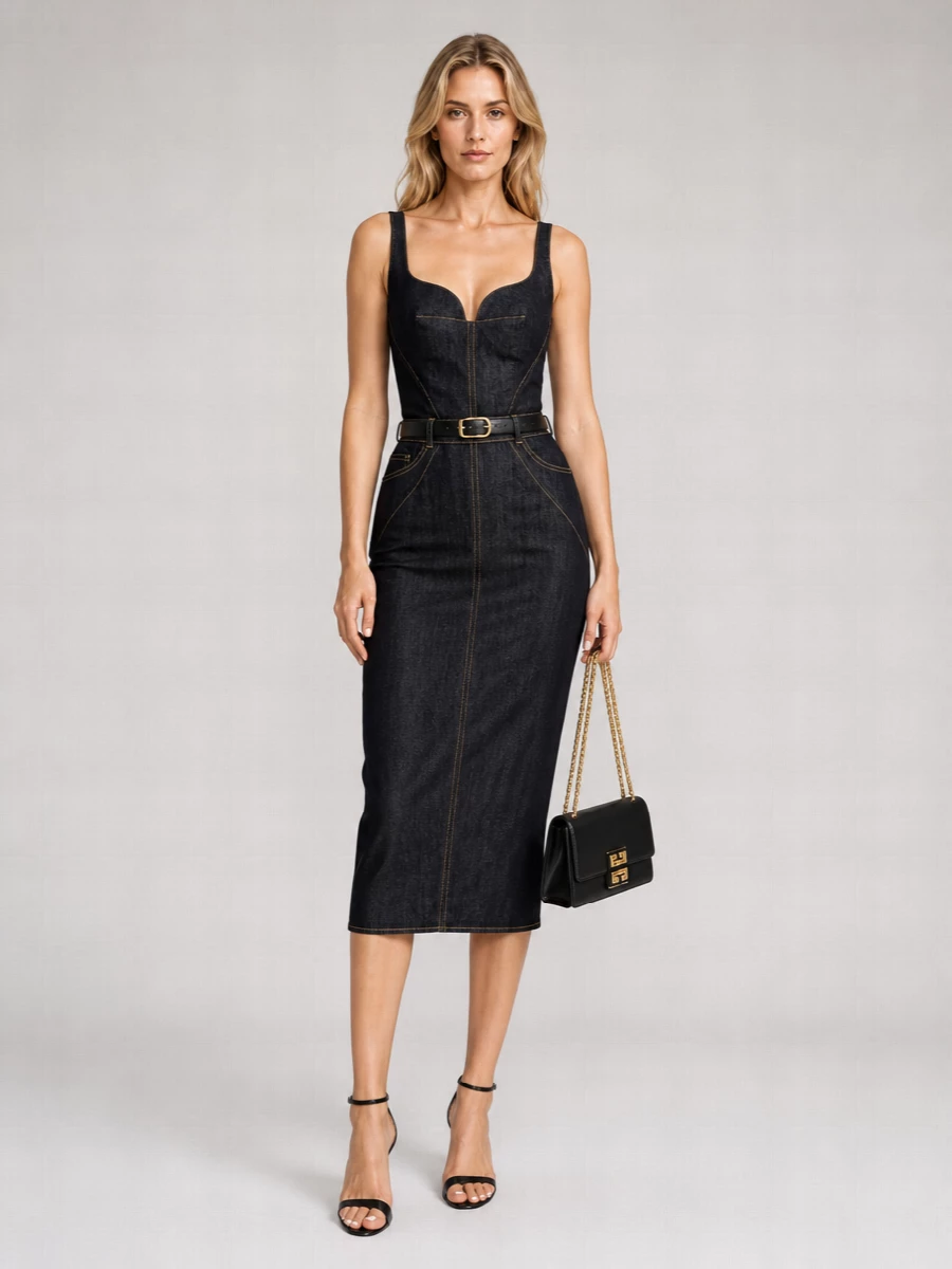 Givenchy Denim Sheath Midi Dress