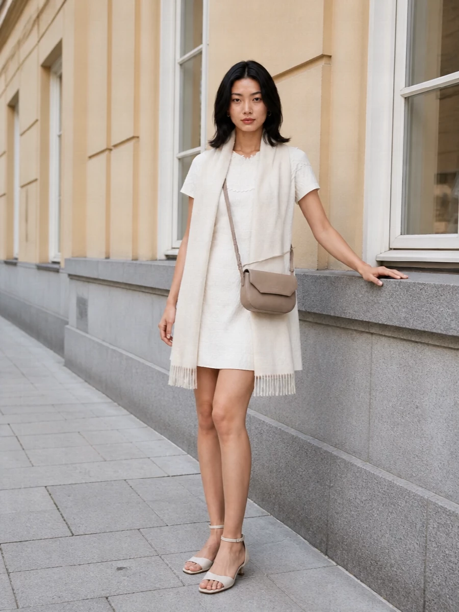 Emporio armani white mini dress ivory sandals