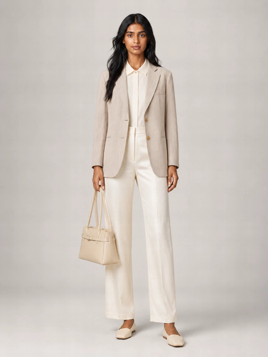 Alysi Viscose Linen Single-Breasted Blazer
