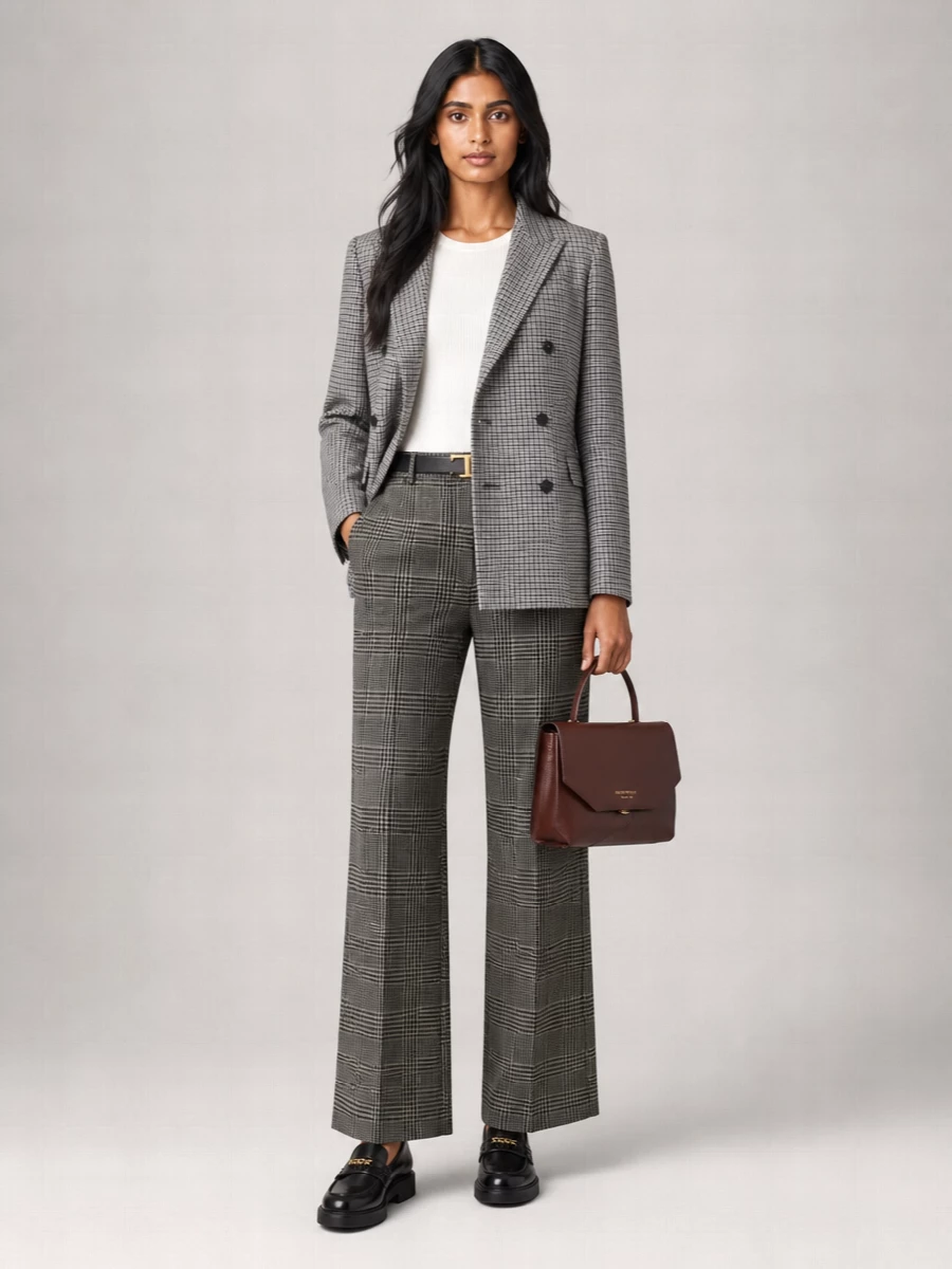 Circolo 1901 Checked Straight-Leg Suit Trousers