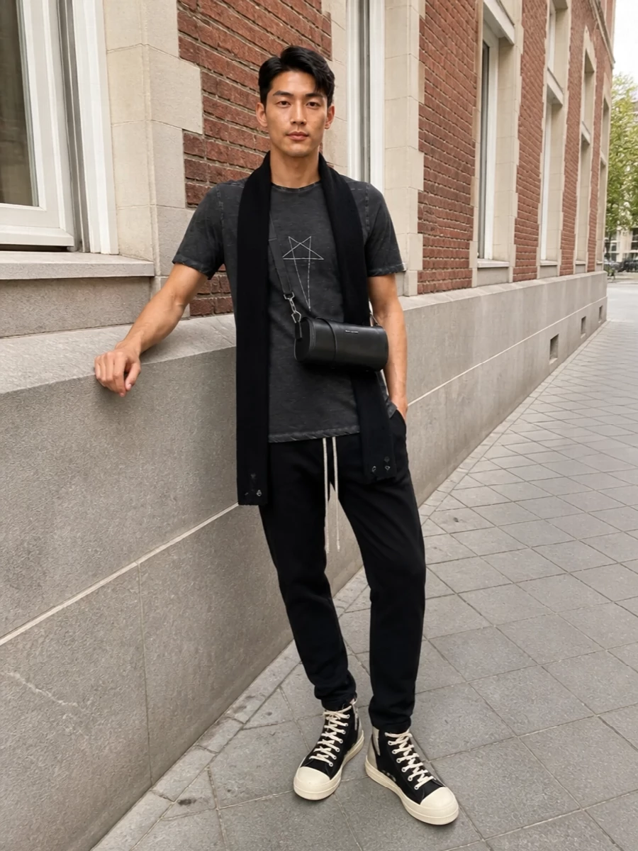 Rick owens drkshdw tee black drawstring pants
