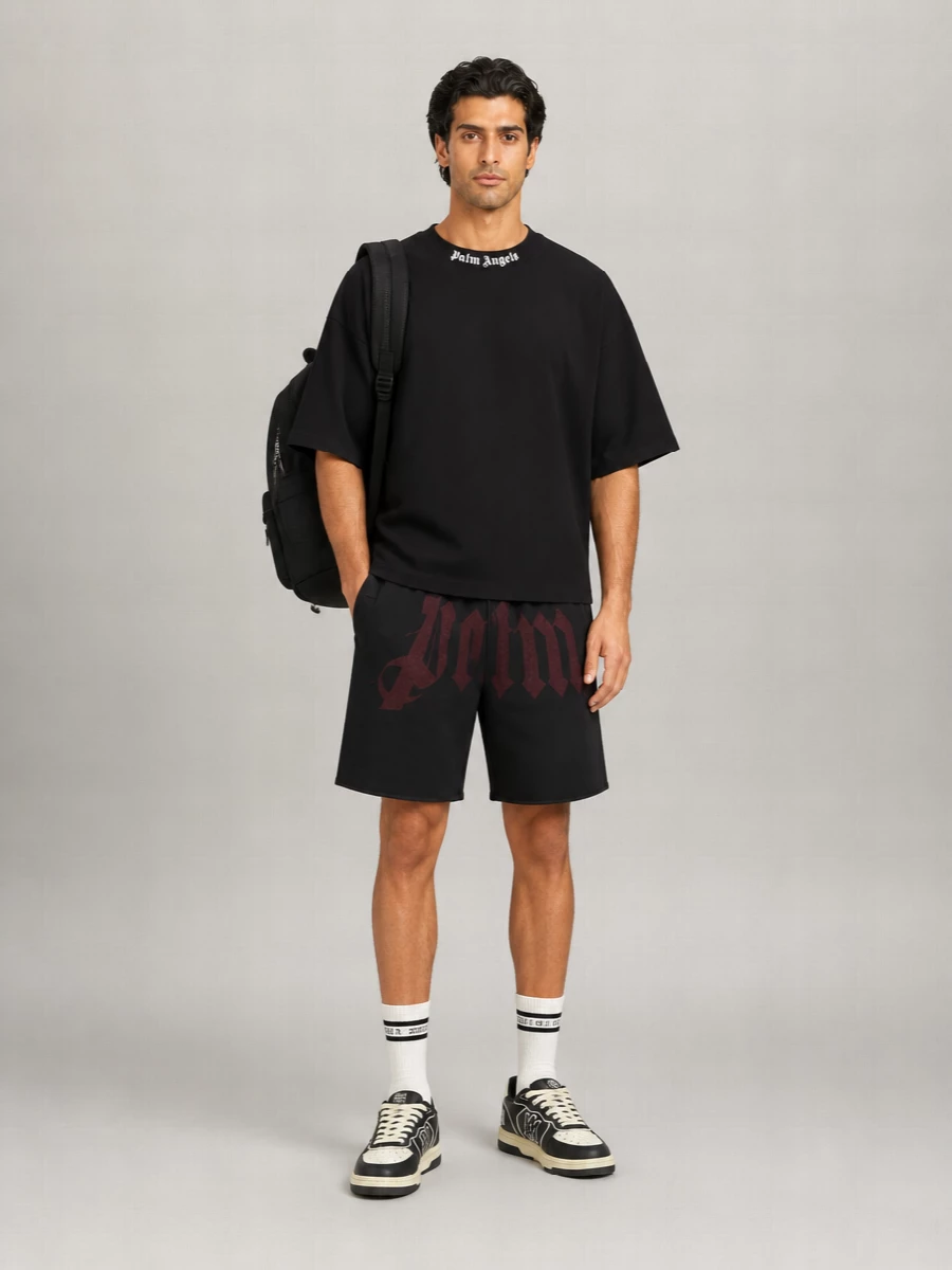 Palm Angels Cotton Logo Sweat Shorts