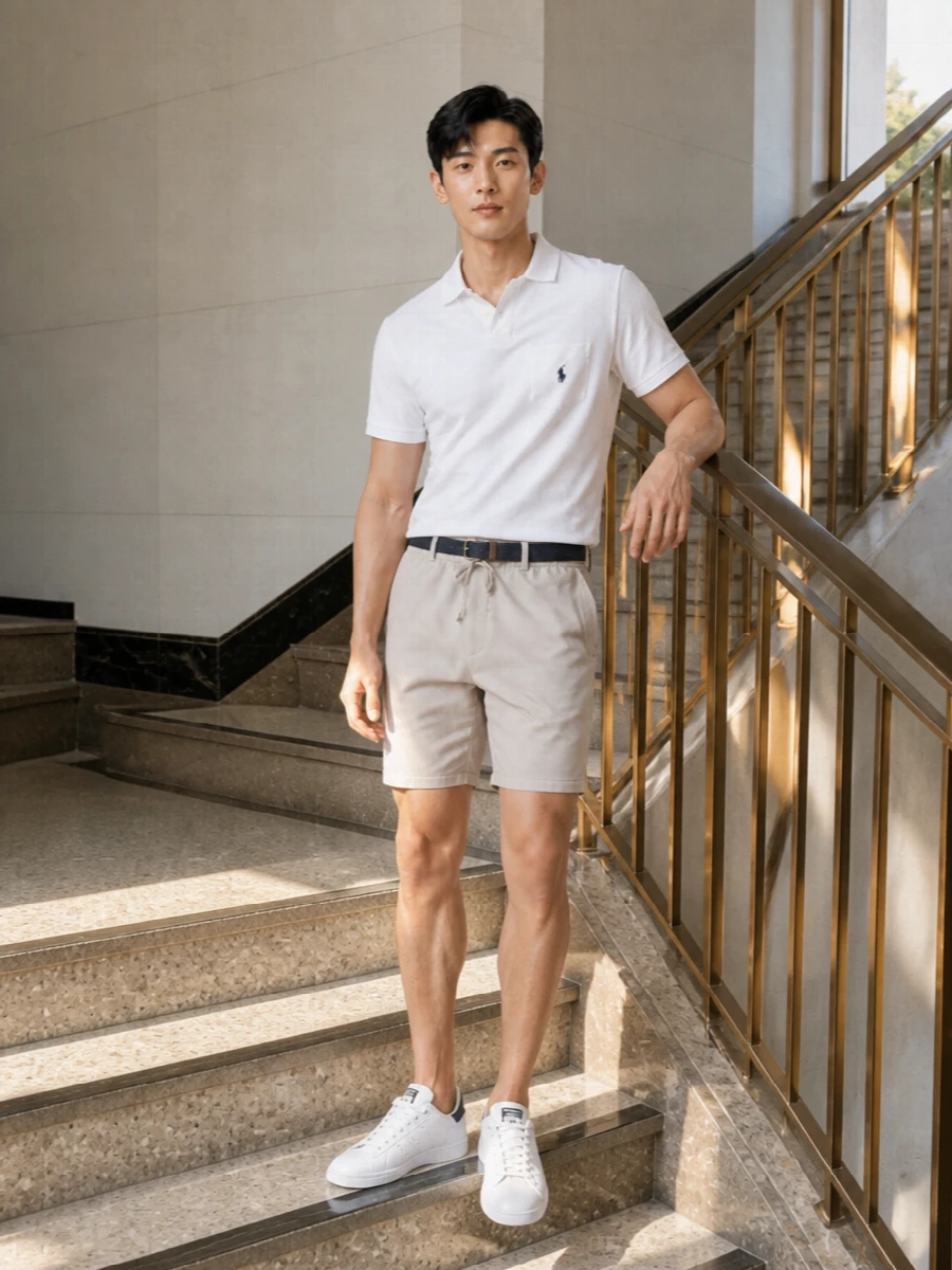 Polo ralph lauren polo shorts adidas sneakers outfit