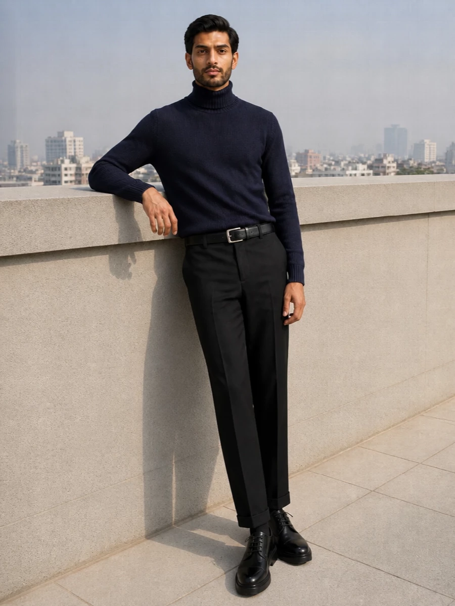 Dondup trousers navy turtleneck tods derby shoes