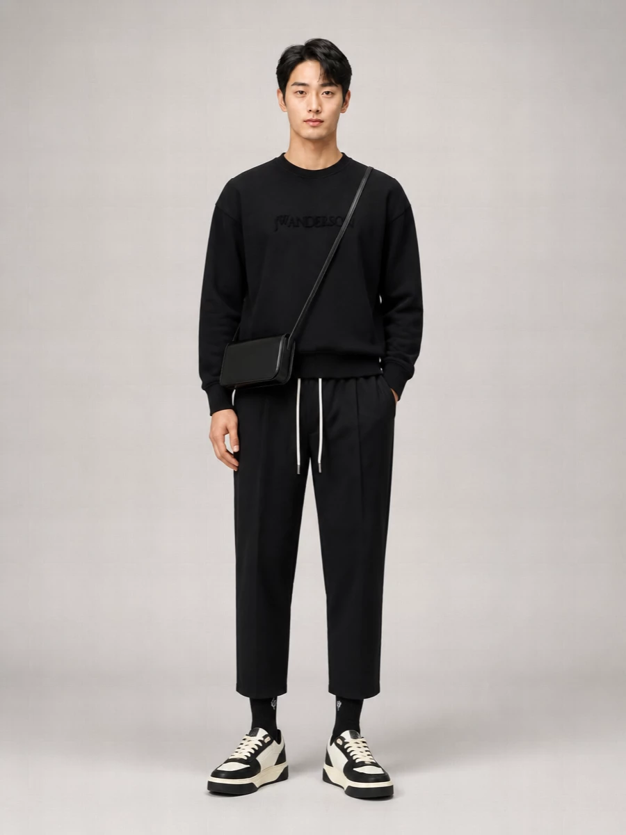 Jw Anderson Organic Cotton Crew Neck Logo-Embroidered Sweatshirt