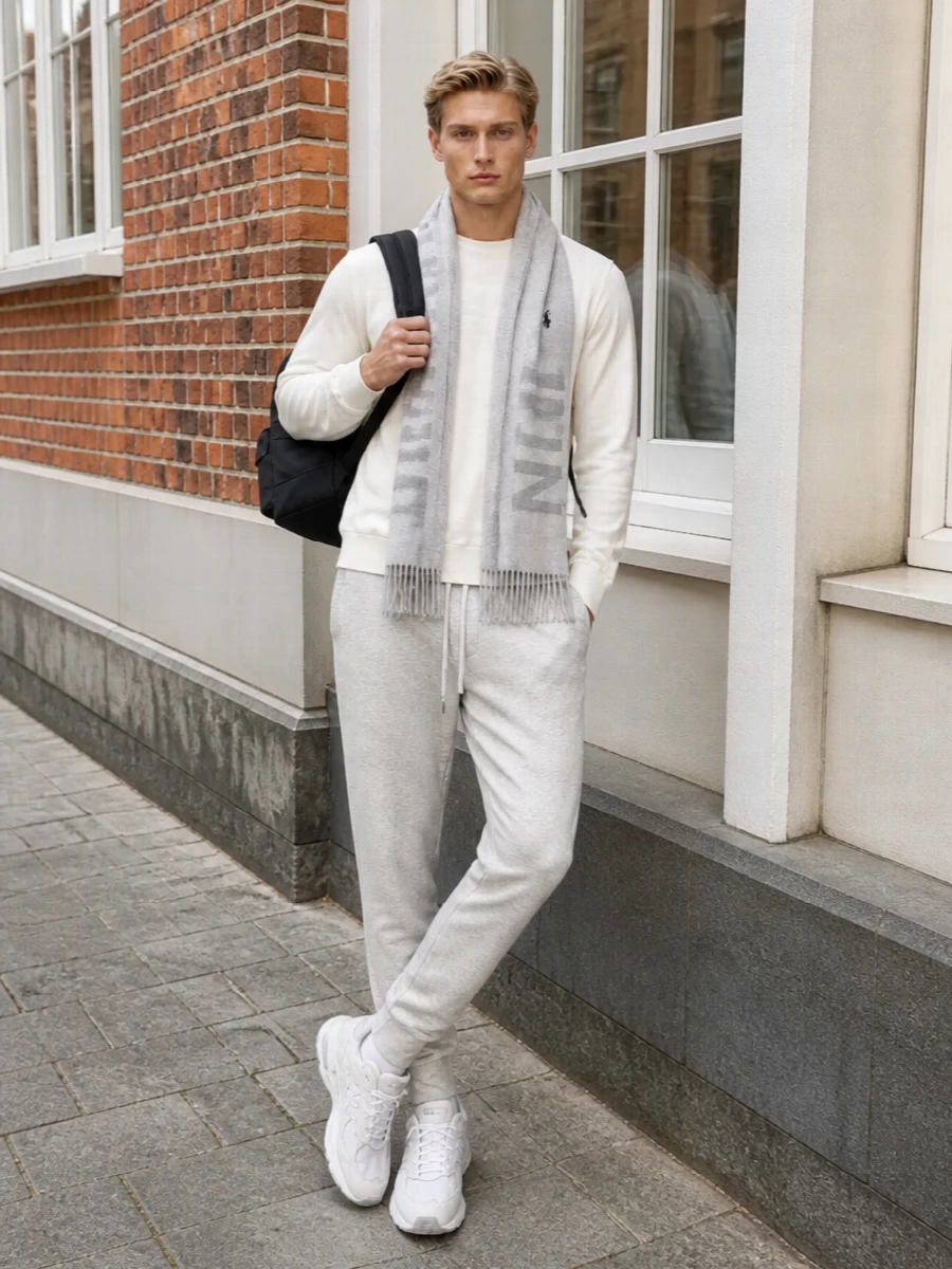 Polo ralph lauren grey joggers off white sweatshirt