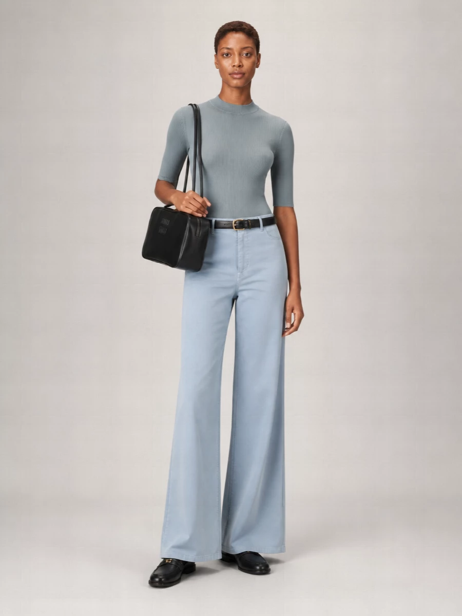 Miu Miu Garment-Dyed Mid-Rise Wide-Leg Trousers