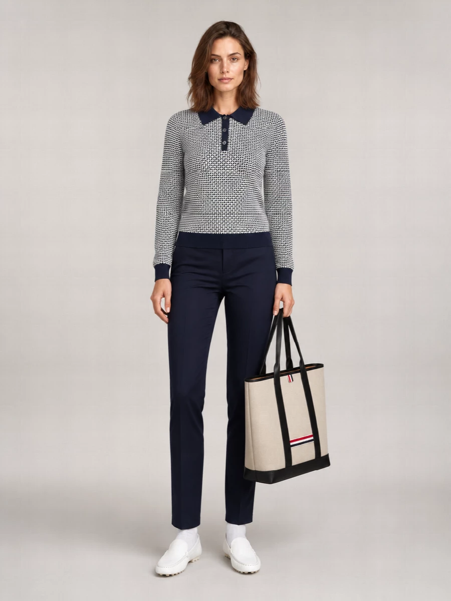 Guest In Residence Cashmere Waffle-Knit Polo Jumper