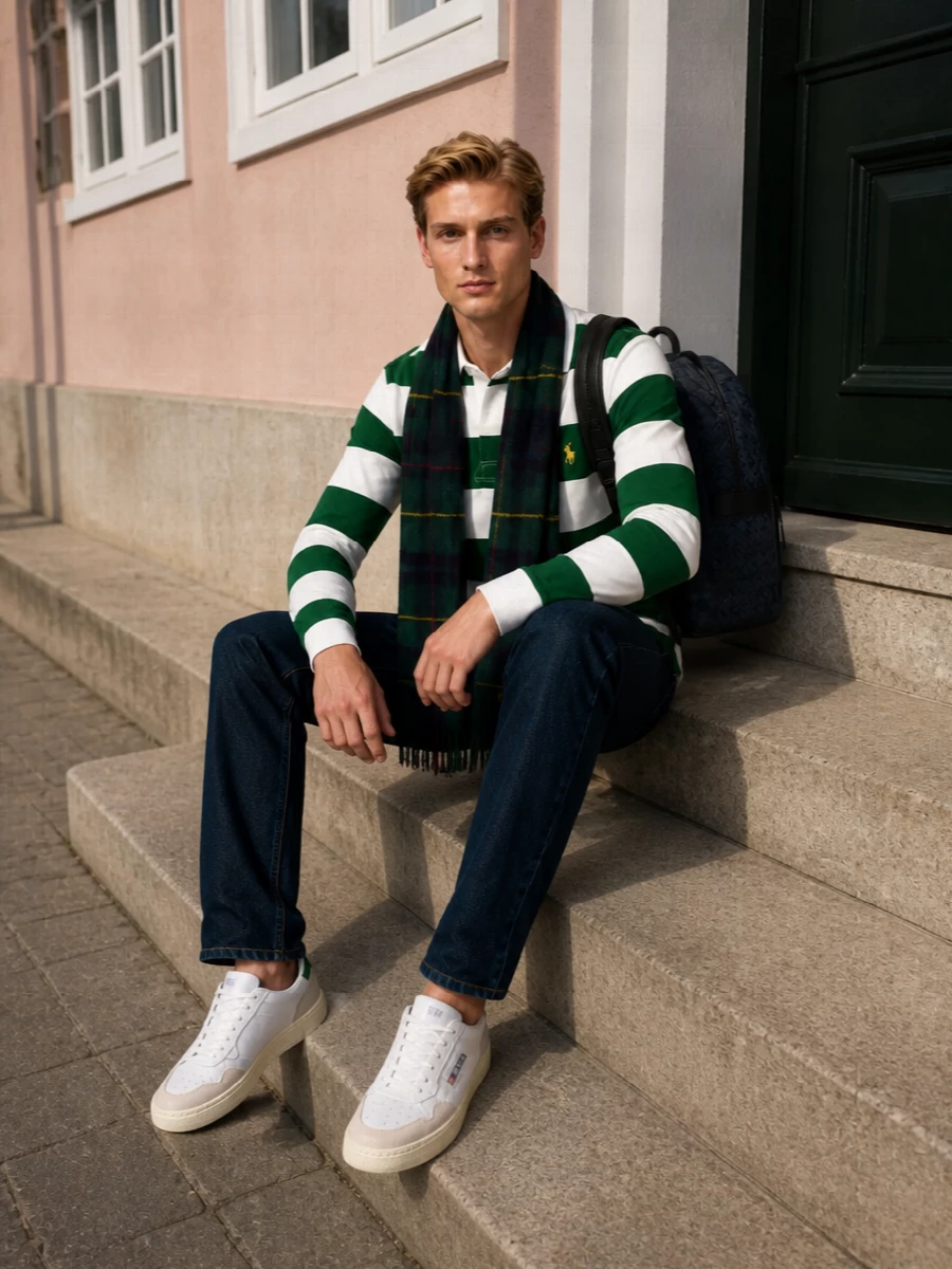 Polo rugby dark jeans autry sneakers
