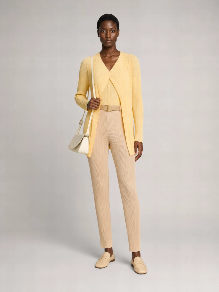 Pleats Please Issey Miyake Polyester Slim-Fit Trousers