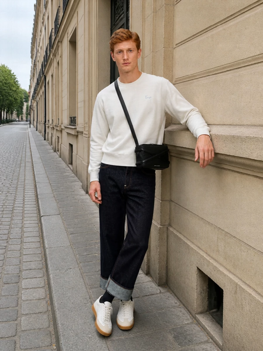 Kenzo denim off white sweatshirt court sneakers
