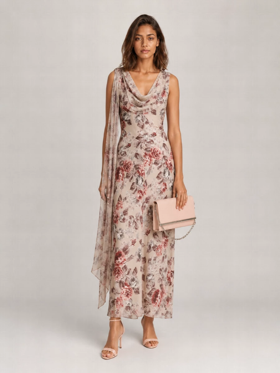 Acne Studios Floral-Print Draped Sleeveless Maxi Dress