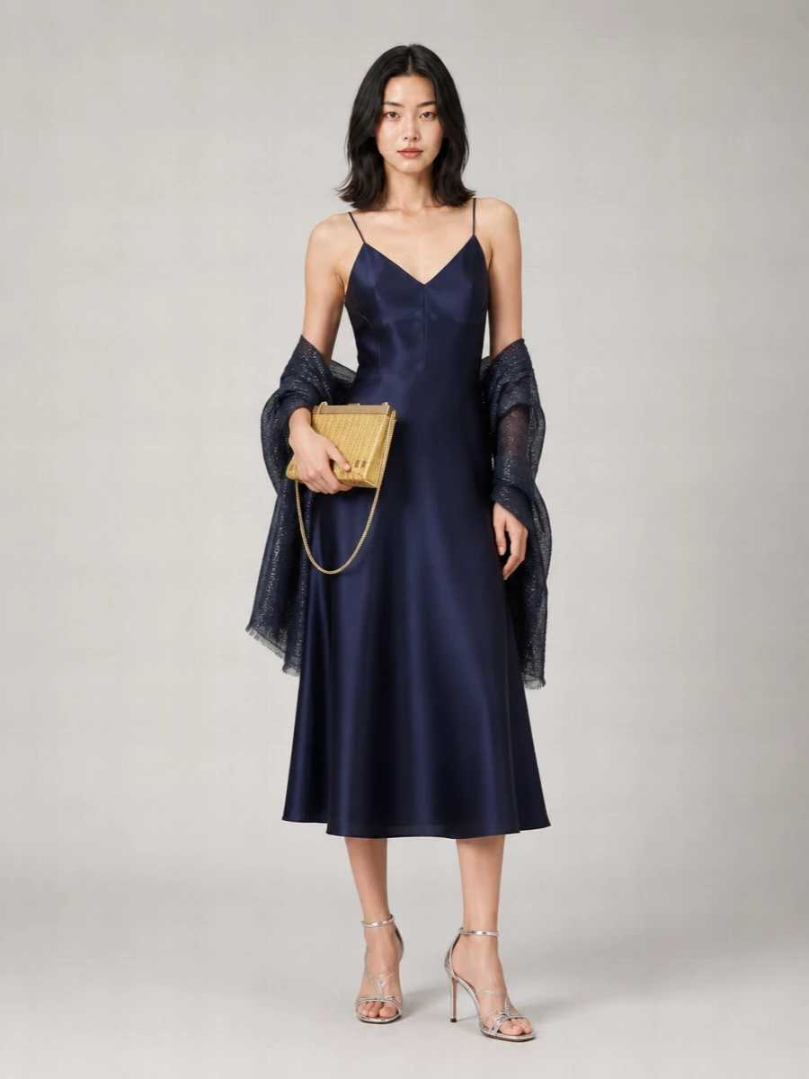 Alberta Ferretti Silk V-Neck Sleeveless Flared Midi Dress