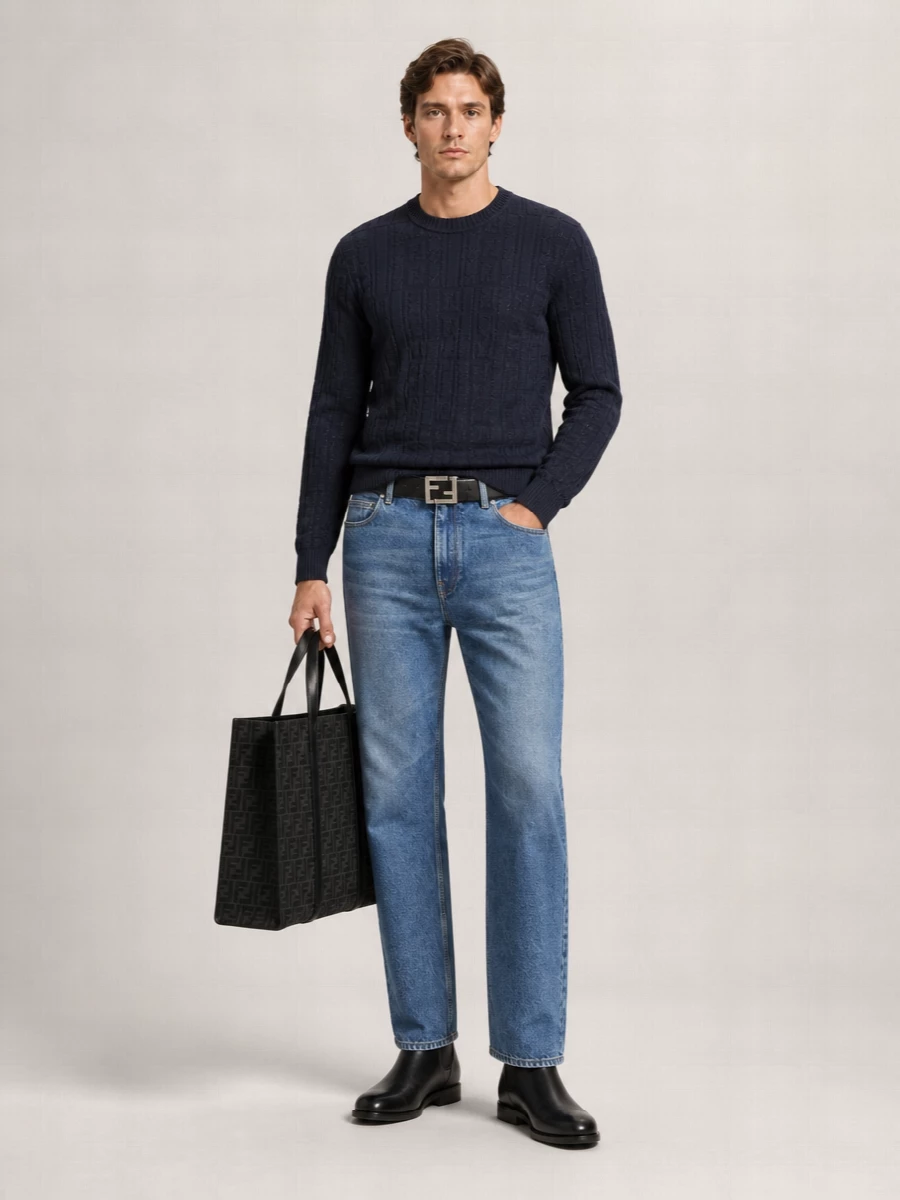 Fendi Denim Relaxed-Fit Straight-Leg Jeans